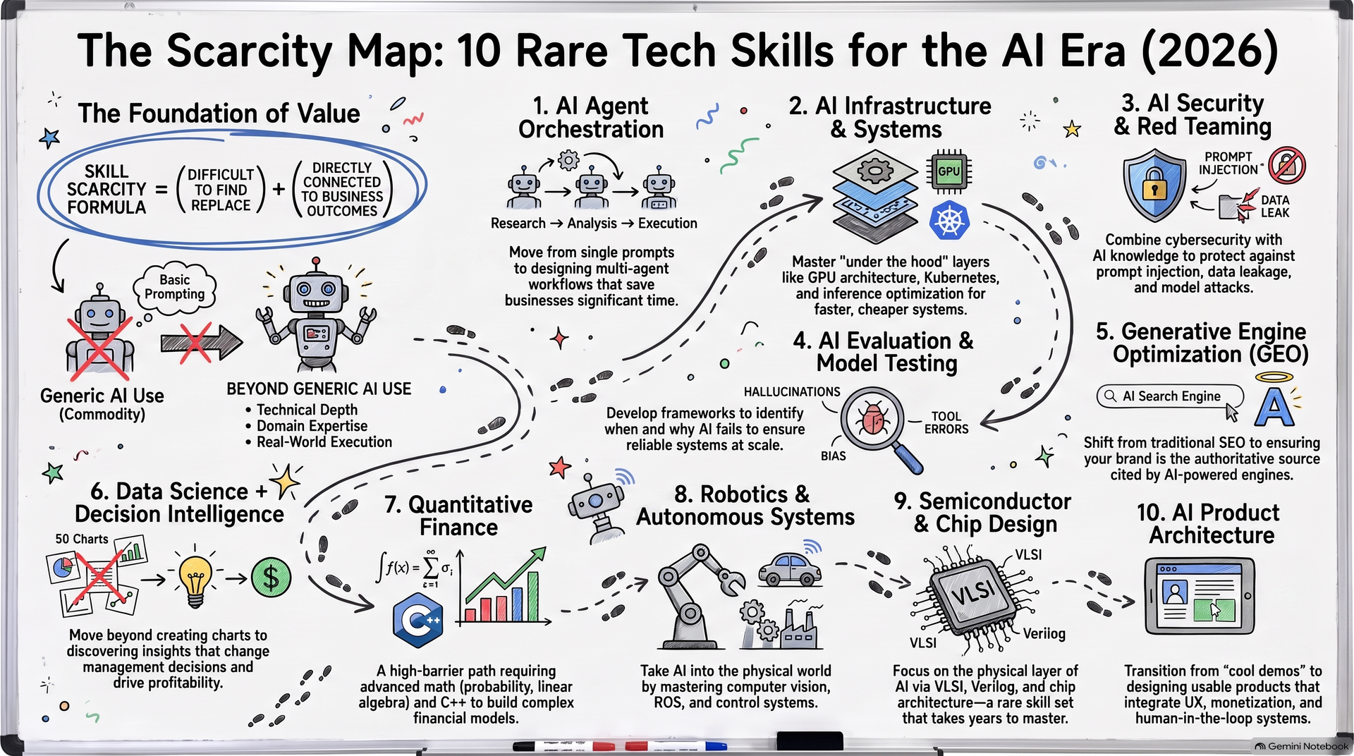 Infographic Roadmap - top 10 tech Rare skills - Wiseversity